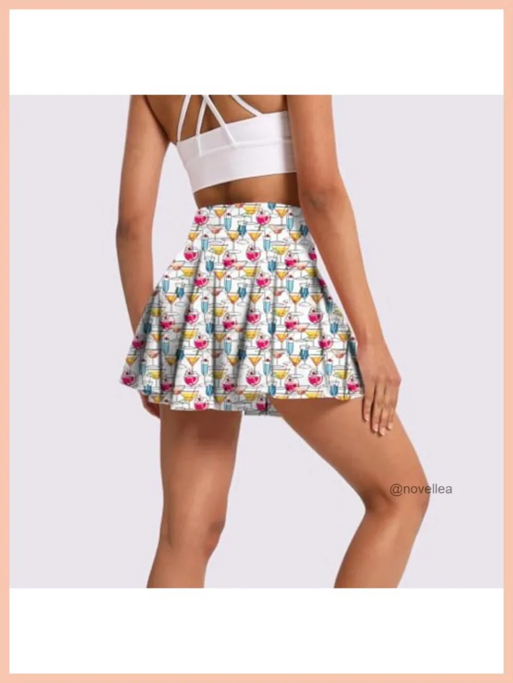 High Waisted Tennis Skort with Built-in Shorts Pocket and Pleated Skirt